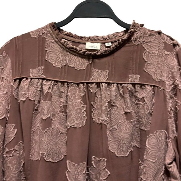 Wilfred Aritzia Lourdes Floral Embroidered Long Sleeve  Mauve Blouse Size M - Picture 5 of 10